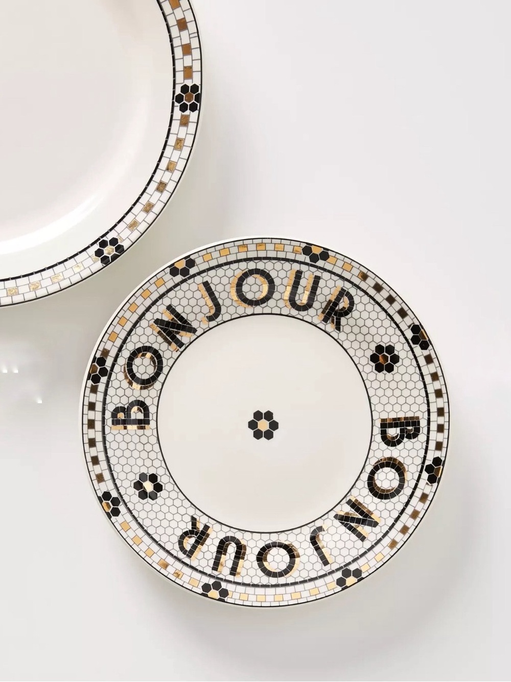 NWOT Anthropologie The Bistro Tile Bonjour Stoneware Bread Plate, 6.5”